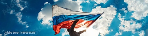 A person with a Russian flag