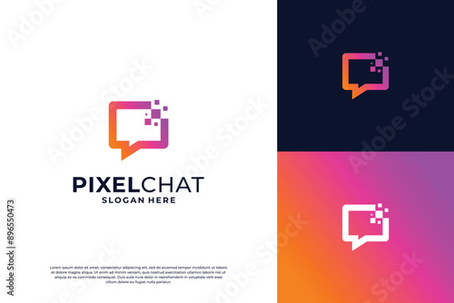 Creative digital chat forum logo design