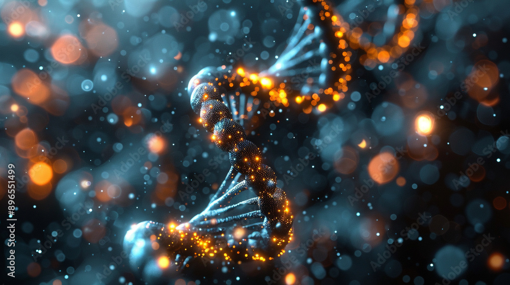 DNA helix, symbolizing genetic research and medical science, set against a sleek background. This image represents the essence of cellular biology and the intricate structure of life DNA helix, symbolizing genetic research and medical science, set against a sleek background. This image represents the essence of cellular biology and the intricate structure of life