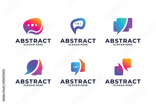 Abstract chat logo design with colorful concept collection