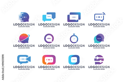 Collection of modern chat communication logo design