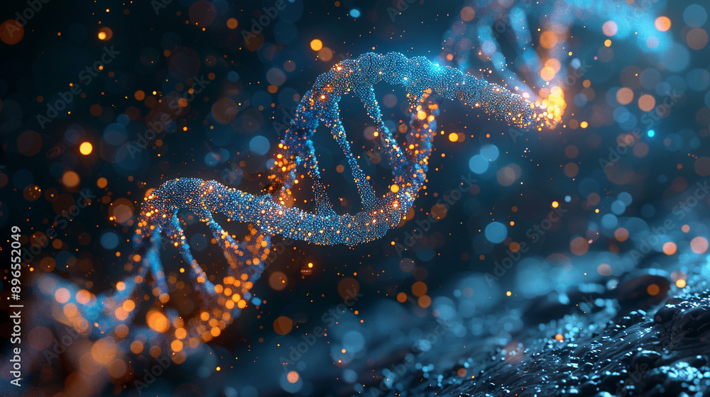 DNA helix, symbolizing genetic research and medical science, set against a sleek background. This image represents the essence of cellular biology and the intricate structure of life DNA helix, symbolizing genetic research and medical science, set against a sleek background. This image represents the essence of cellular biology and the intricate structure of life