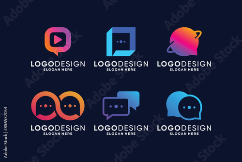 Collection of modern chat communication logo design