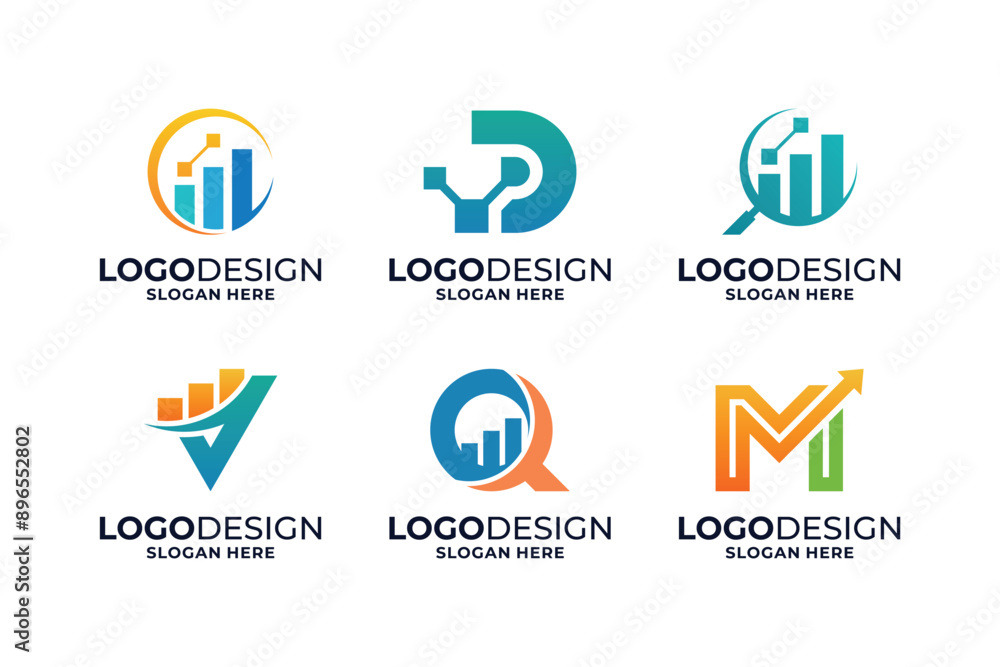 Set of financial success logo design with chart Set of financial success logo design with chart
