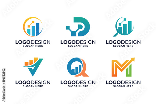 Set of financial success logo design with chart