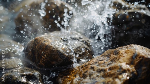 Wallpaper Mural Water Splashing on Rocks. Torontodigital.ca
