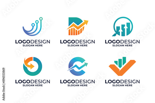 Set of fin tech logo design. Digital marketing logo design