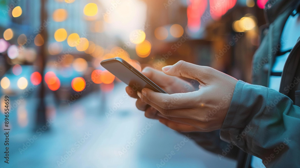 person using a mobile application on a smartphone, focusing on the screen, symbolizing technology, connectivity, and modern communication person using a mobile application on a smartphone, focusing on the screen, symbolizing technology, connectivity, and modern communication