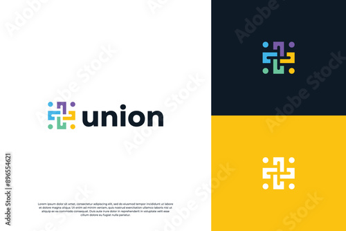 Colorful community logo design with abstract people