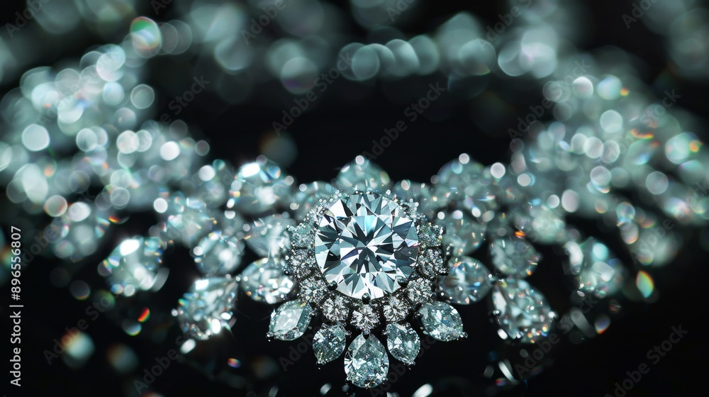 Sparkling Diamond Necklace Close-Up. Sparkling Diamond Necklace Close-Up.