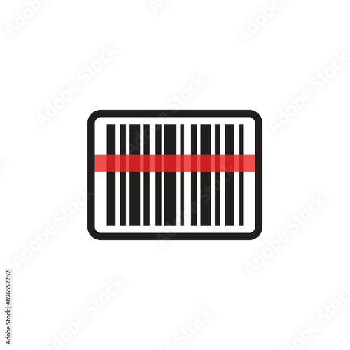 Red laser scanning barcode vector icon, bar code line icon for apps and web