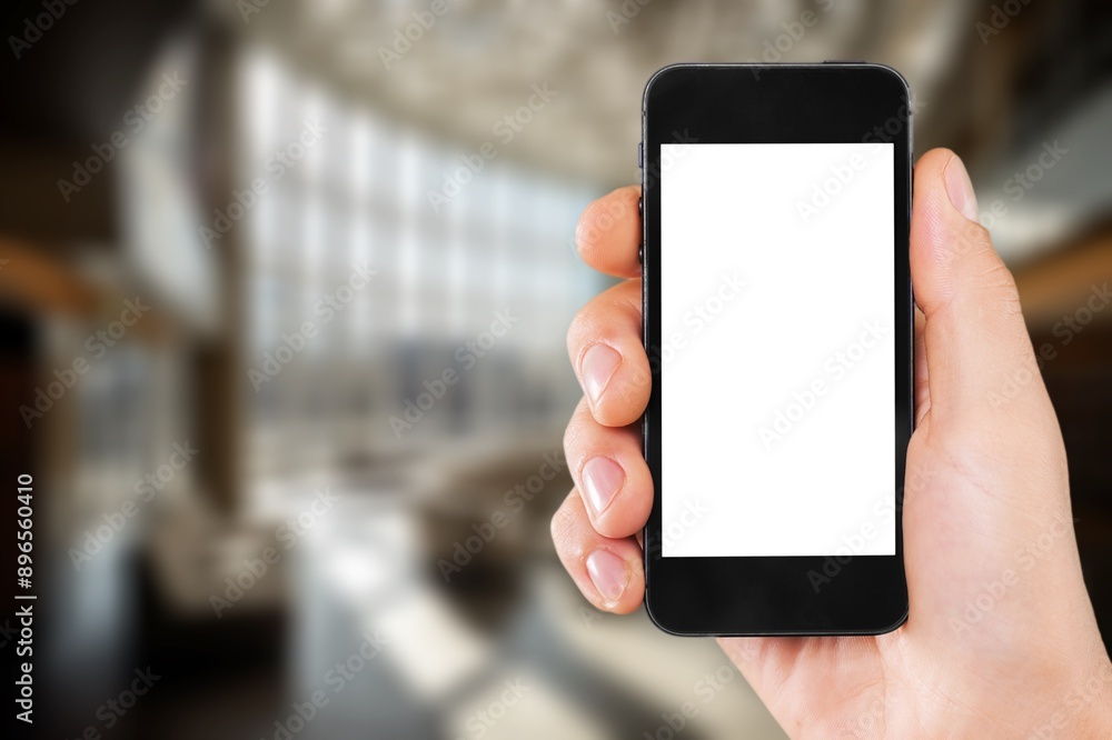 Hand hold cell phone with blank screen Hand hold cell phone with blank screen