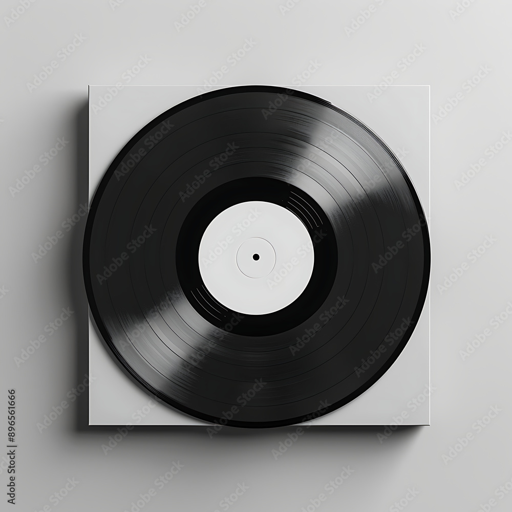 Obraz premium Black vinyl records on a gray background. 3d rendering mock up