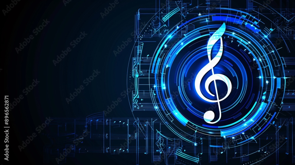 Obraz premium Abstract Music Note Technology Background.
