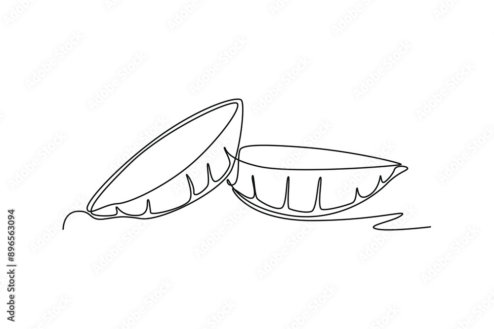 Continuous one line drawing sliced healthy organic hot sweet potato for orchard logo identity. Fresh ipomoea batatas concept for botanically icon. Single line draw design vector graphic illustration Continuous one line drawing sliced healthy organic hot sweet potato for orchard logo identity. Fresh ipomoea batatas concept for botanically icon. Single line draw design vector graphic illustration