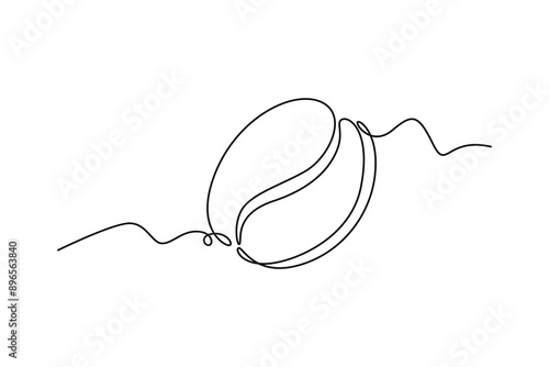 Single one line drawing one whole healthy organic coffee bean for cafe logo identity. Fresh aromatic been concept for coffee shop icon. Modern continuous line draw design graphic vector illustration
