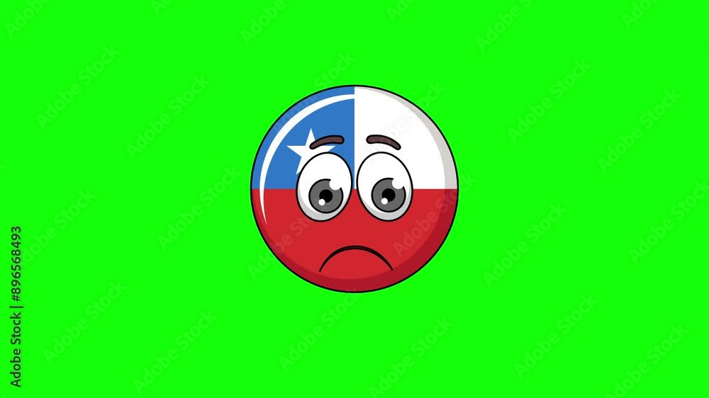 Frowning face animation of chile flag emoticon emoji Frowning face animation of chile flag emoticon emoji