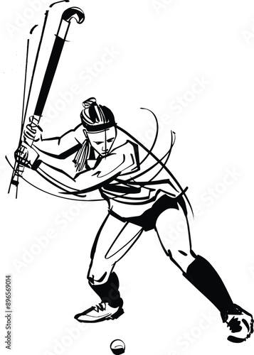 vector sketch of the female field hockey silhouette