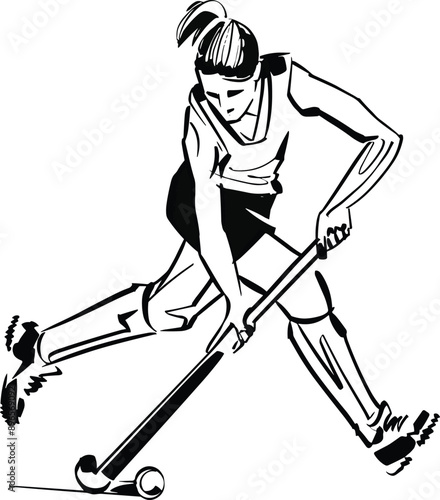 vector sketch of the female field hockey silhouette