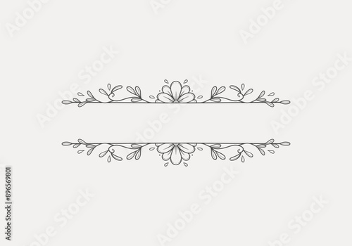 vintage flower line divider border for text frame