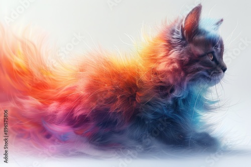 Feline Fantasy: A Cat in a Burst of Colors