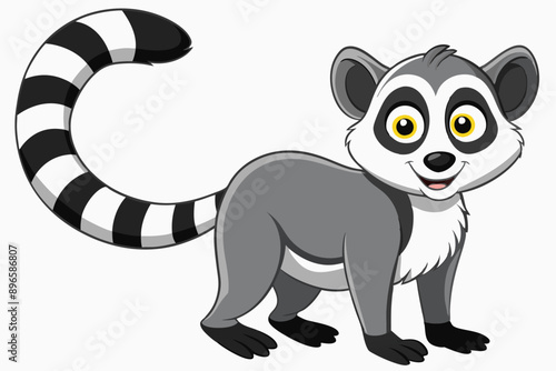 Funny Lemur Vector Illustration Cartoon, Clipart And Line Art Design on White Background, Funny lemur vector illustration on white background, perfect for cartoons, clipart, and line art