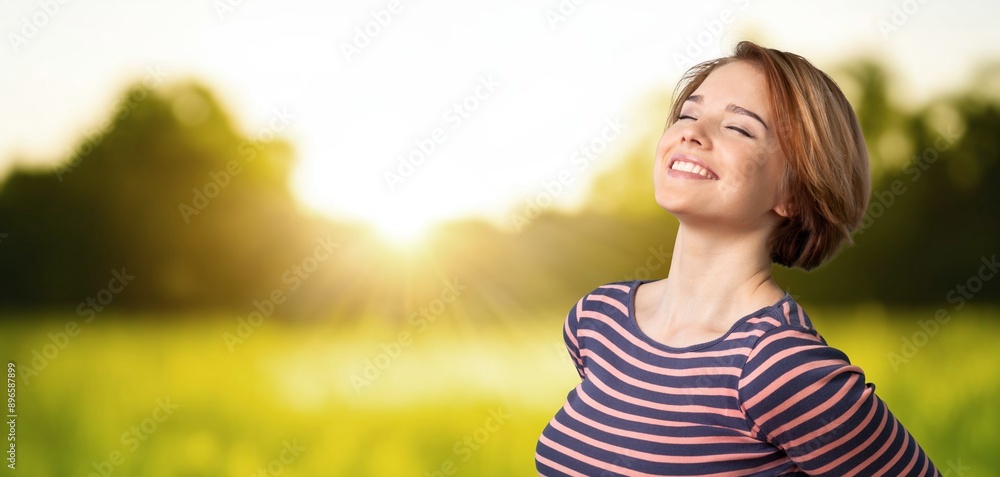 Young woman enjoying sun getting vitamin D Young woman enjoying sun getting vitamin D