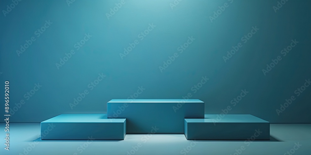 Minimalistic double podium in petrol blue on blue background, rendering, Minimalistic, double podium, petrol blue Minimalistic double podium in petrol blue on blue background, rendering, Minimalistic, double podium, petrol blue