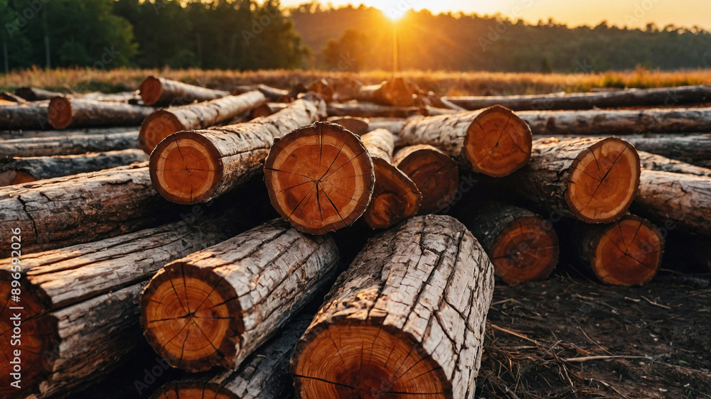 Sunlit logs in a forest, capturing the warm glow of the setting sun and the intricate details of the wood
Sunlit logs in a forest, capturing the warm glow of the setting sun and the intricate details of the wood