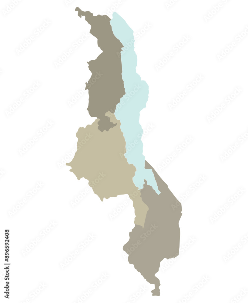 Malawi map. Map of Malawi in administrative provinces in multicolorwith Malawi lake Malawi map. Map of Malawi in administrative provinces in multicolorwith Malawi lake