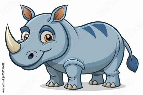 Funny Rhino Vector Illustration Cartoons, Clipart, and Line Art Design on White Background, Playful funny rhino vector design, perfect for cartoons, clipart, and line art on white background