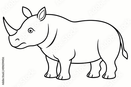 Funny Rhino Vector Illustration Cartoons, Clipart, and Line Art Design on White Background, Playful funny rhino vector design, perfect for cartoons, clipart, and line art on white background
