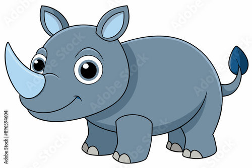 Funny Rhino Vector Illustration Cartoons, Clipart, and Line Art Design on White Background, Playful funny rhino vector design, perfect for cartoons, clipart, and line art on white background