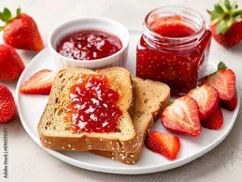 Wallpaper Mural Fresh Toast with Strawberry Jam Spread for Breakfast Torontodigital.ca