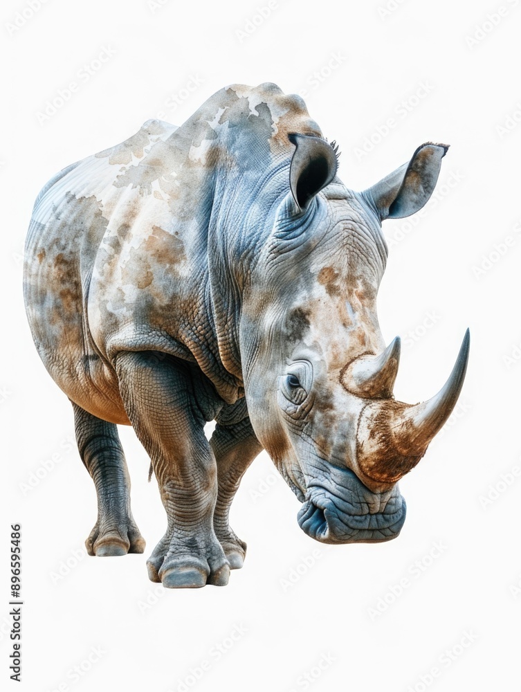Obraz premium A rhino standing on a white background