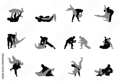 Brazilian Jiujitsu combat silhouette