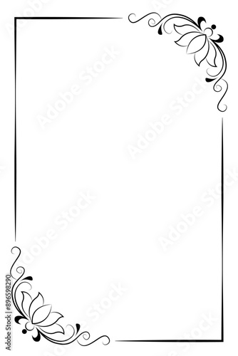 Beautiful border design concept of lotus flower with spirals isolated on white background - vector illustration