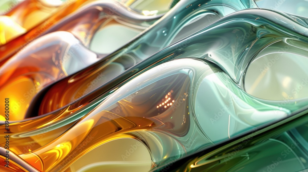 Elegant and modern wavy glass shapes, creating a visually appealing and dynamic background Elegant and modern wavy glass shapes, creating a visually appealing and dynamic background