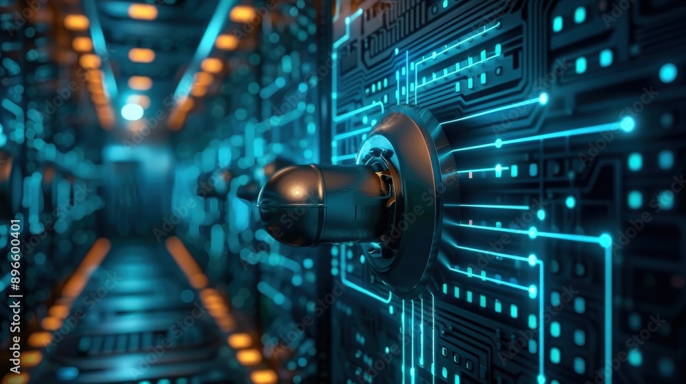 A futuristic circuit board with glowing blue lines creates a high-tech atmosphere, symbolizing innovation and technology advancement. A futuristic circuit board with glowing blue lines creates a high-tech atmosphere, symbolizing innovation and technology advancement.