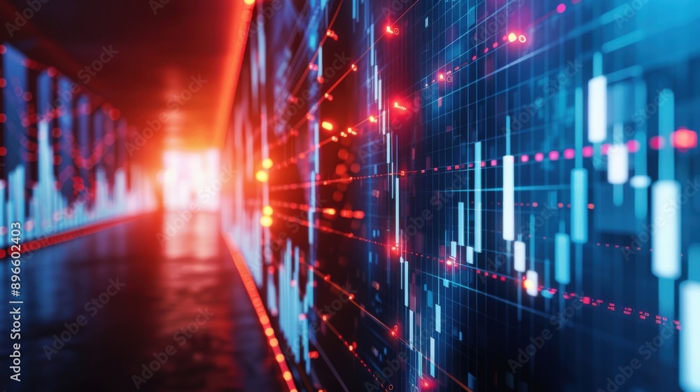 Futuristic hallway with glowing data visuals and graphs, representing technology, finance, and innovation in a digital world. Futuristic hallway with glowing data visuals and graphs, representing technology, finance, and innovation in a digital world.