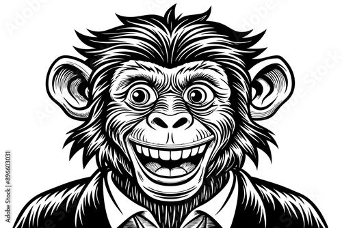 Funny Chimpanzee Vector Illustration Cartoons, Clipart & Line Art on White Background, Funny chimpanzee vector illustration with white background perfect for cartoons and clipart photo