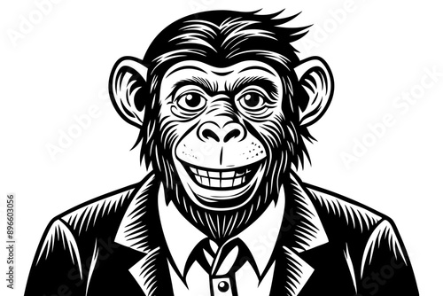 Funny Chimpanzee Vector Illustration Cartoons, Clipart & Line Art on White Background, Funny chimpanzee vector illustration with white background perfect for cartoons and clipart