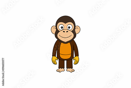 Funny Chimpanzee Vector Illustration Cartoons, Clipart & Line Art on White Background, Funny chimpanzee vector illustration with white background perfect for cartoons and clipart
