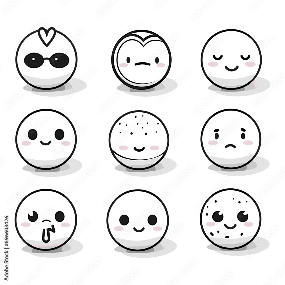 cute icon ball set, white background, vector cute icon ball set, white background, vector