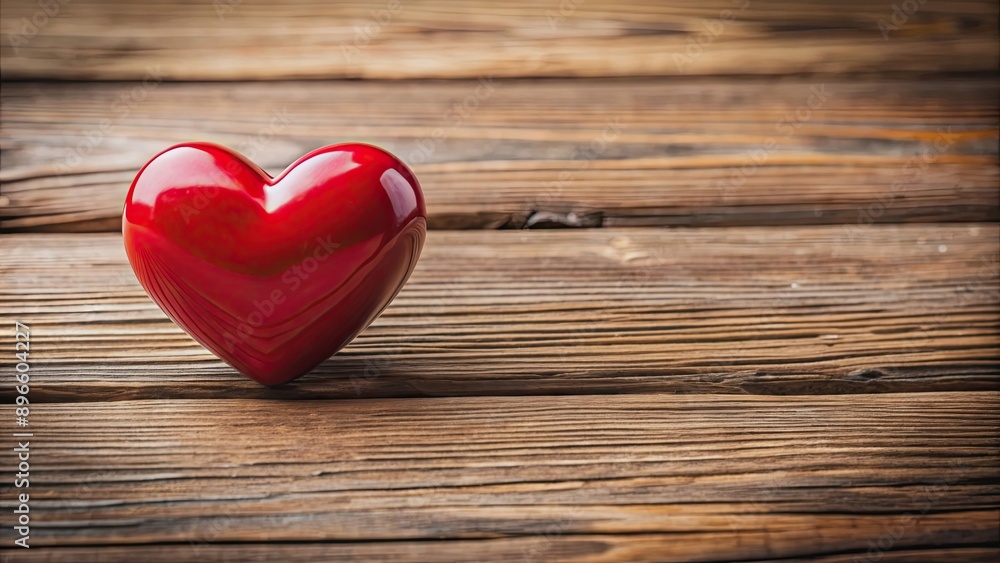 Red heart symbol placed on wooden table , love, relationship, romance, Valentine's Day, symbol, passion, emotion, affection Red heart symbol placed on wooden table , love, relationship, romance, Valentine's Day, symbol, passion, emotion, affection