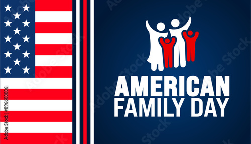 American Family Day is observed every year in August. Holiday concept. Template for background, banner, card, poster, placard, design template with unique shapes with standard color.