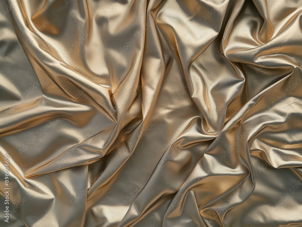 Golden fabric with shiny texture draped over surface and flowing beautiful folds. AI generated Golden fabric with shiny texture draped over surface and flowing beautiful folds. AI generated
