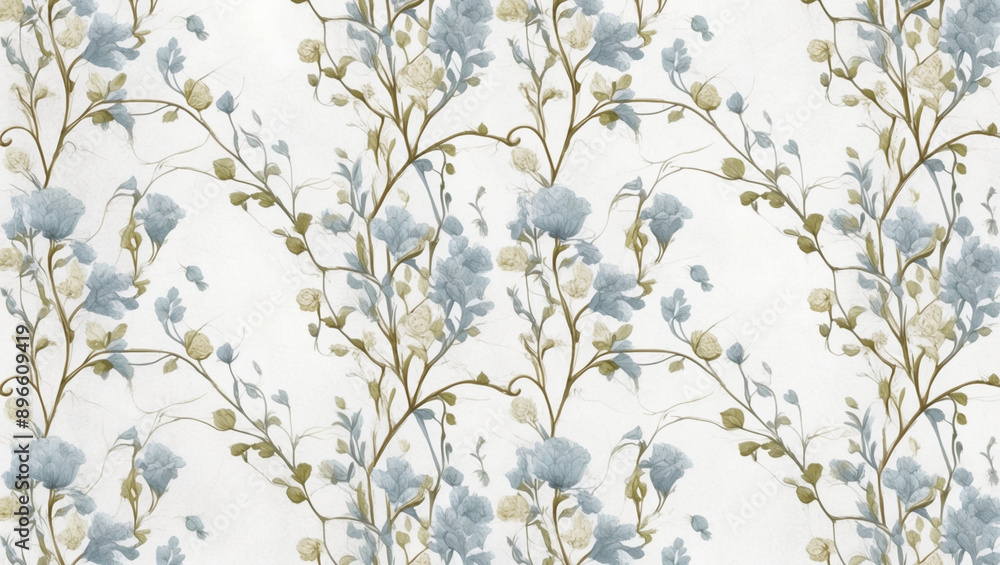 custom made wallpaper toronto digitalSeamless Abstract Watercolor Floral Pattern With Blue and Green Flowers