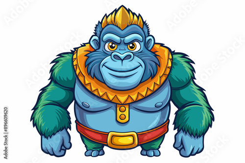 Funny Gorilla Vector Illustration Cartoon, Clipart, Line Art Design on White Background, Funny gorilla vector illustration with white background, ideal for cartoons, clipart, and designs