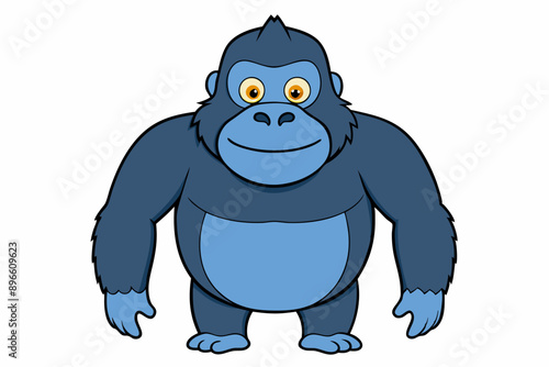 Funny Gorilla Vector Illustration Cartoon, Clipart, Line Art Design on White Background, Funny gorilla vector illustration with white background, ideal for cartoons, clipart, and designs photo